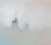 "Construír a paisaxe" - Mixta sobre tea - 60 x 73 cm, 2023 (Fotografía Miguel Cabral)