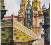 "Vista das Torres desde o inferniño" - Acuarela a cor 100 x 70 cm.