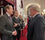 Juan Serrano foi recibido polo presidente de Pelayo Mutua Seguros, Francisco Lara.