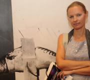 A artista con unha das obras
