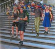 Peregrinos en Santiago de Compostela, Óleo sobre lienzo, 100x81 cm. 2012