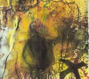 RESIGNADA (2012), técnica mixta sobre lienzo, 150 x 150 cm.