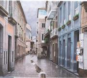 LUGO, Rúa de la Cruz. Témpera y acrílico sobre madera, 60 x 48 cm.