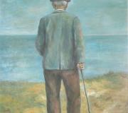 HOME VELLO E MAR, Óleo sobre lenzo, 116 x 89 cm.