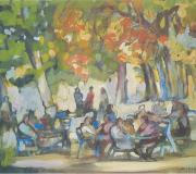 CHIRINGUITO, temple al huevo sobre lino, 60 x 73 cm.