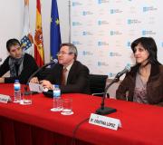 Jiménez na presentación con David Vázquez e Cristina López