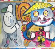 EL CACIQUÍN. Acrílico-Lienzo. 92 x 73 cm.