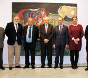 O pintor con De Cora, Ónega e outros asistentes ao acto.