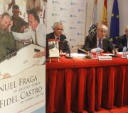 Alvelo, Ónega e Pérez-Desoy co cartel do libro no primeiro plano