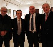 Jorje Martínez-Cava, José Antonio Ortiz, vicepresidente e presidente da Asociación de Amigos dos Camiños de Santiago de Madrid co conferenciante Manuel Castiñeiras e o delegado da Xunta en Madrid José Ramón Ónega.