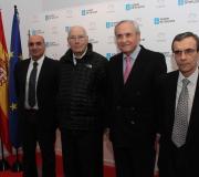 De esquerda a derita, Castiñeiras, Romay, o delegado da Xunta J.R.Ónega e Ortiz, instantes antes da conferencia.