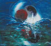BAILANDO SU LUNA - Acrílico sobre tabla 80 x 80 cm.