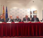 1. De esquerda a dereita Ángel Basanta, Carlos Reigosa, José Manuel Romay, o delegado da Xunta José Ramón Ónega, Alfonso Palomares e Domingo Villar.