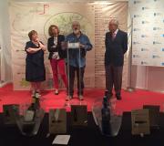 2. Na presentación, cos vinos en primeiro término, de esquerda a dereita, Isabel Mijares, Asunción Zarraquiños, Luis Paadín e o delegado daXunta en Madrid José Ramón Ónega.