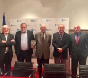 1. De esquerda a dereita Romero Fontao, José Cora, José Manuel Romay, o delegado da Xunta en Madrid José Ramón Ónega e Daniel Fernández.