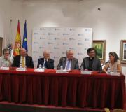 J.A. Ortiz, J. Caamaño, o presidente do Consello de Estado, J.M. Romay Beccaría, o delegado da Xunta, J. R. Ónega, A. Ramos y A. Rodríguez.