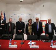Fernán Vello, Seoane, o presidente do Consello de Estado, Romay Beccaría, o delegado da Xunta, José Ramón Ónega, e Mayoral.