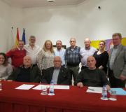 Pousado de membros da Asemblea Xeral de Fagama. Na mesa, Nuria Fernández, Manuel Romay, Ovidio Cadenas e Fernando Gómez.
