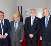 O presidente de Asomega, Julio Ancochea, o presidente de PSN, Miguel Carrero, o presidente do Parlamento de Galicia, Miguel Ángel Santalices e o delegado da Xunta ,José Ramón Ónega.