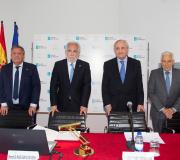 O presidente de Asomega, Julio Ancochea, o presidente do Parlamento de Galicia, Miguel Ángel Santalices, o delegado da Xunta, José Ramón Ónega e o presidente de PSN, Miguel Carrero.