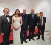 O músico Juan Durán, a soprano María Rodríguez, o presidente del Consello de Estado, José Manuel Romay Beccaría, o delegado da Xunta en Madrid, José Ramón Ónega, e o coordinador de Actividades Culturais da Casa, Ramón Jiménez.