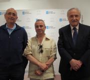 O autor do libro, José Carlos Bermejo, o editor Jesús Espino e o delegado da Xunta e director da Casa de Galicia, José Ramón Ónega.
