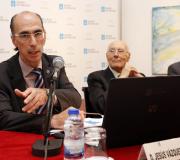Intervención do conselleiro de Sanidade, Jesús Vázquez Almuiña. Xunto a el, o presidente do Consello de Estado, José Manuel Romay Beccaría, e o delegado da Xunta en Madrid, José Ramón Ónega..