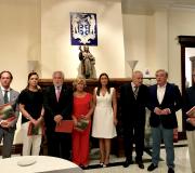 2. De esquerda a dereita os deputados Tomás Fole e Pilar Rojo, o pte. do Parlamento Miguel Santalices, a pintora Marisa Redondo, a deputada autonómica Marta Rguez. o delegado da Xunta en Madrid J.R. Ónega, o senador Barreiro, e o académico e capitán José María Blanco.