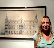 6. Lucila Vázquez Gulías co proxecto do Gran Hotel da Toxa do seu avó Daniel Vázquez Gulías.