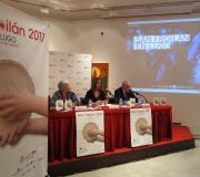 A concelleira de Cultura e Turismo de Lugo, Carmen Basadre, a alcaldesa de Lugo, Lara Méndez, e o delegado da Xunta, José Ramón Ónega, nun momento da presentación.