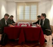 3. Reunión de directivos da empresa viguesa Equantia (dereita) Manuel Pazos e Hermes Baldwin coa barcelonesa Red Impulsa, David Torres e Javier Dopazo (á esquerda).