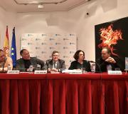 4. De esquerda a dereita, François Pérez Ayrault, o autor, Marcelino F. Mallo, Ramón Jiménez, Carmen Mejía e José M. Montalbán.