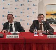 2. Beceiro e Jiménez na tribuna da Delegación da Xunta en Madrid na que o orador ferrolán disertou sobre A EXPULSIÓN DOS XUDEUS E A INQUISICIÓN ESPAÑOLA.