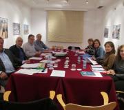 Reunión de traballo dos directivos de Asomega, co seu presidente, Xullo Ancochea (1º pola izda.).