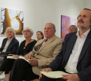 Os poetas Miguel Pereira, Luz Pichel, Antonio Domínguez Rey e Miguel Anxo Fernán Vello, seguindo o acto á espera das súas respectivas intervencións.