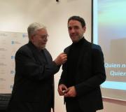 De esda. a dta., o presidente da Asociación de Amigos dos Camiños de Santiago de Madrid, Jorge Martínez-Cava, o geólogo Enrique Álvarez Areces, a profesora Lioba Simon, o coordinador de Actividades da Casa, Ramón Jiménez, e o presidente de honra da Asociación de Amigos dos Camiños de Santiago de Madrid,José Antonio Ortiz.