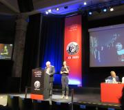 O delegado da Xunta, José Ramón Ónega, no atril, participando na XXIII Lectura Continuada do Quixote, en representación do presidente de Galicia, Alberto Núñez Feijóo.