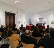 Un momento do acto, visto desde a parte posterior da sala.